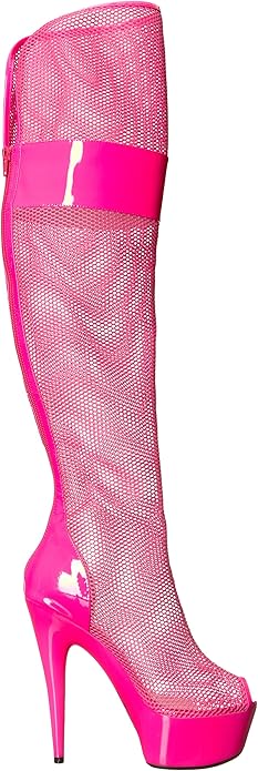 Ivy-609 Above Knee Fishnet/Patent Platform Boots