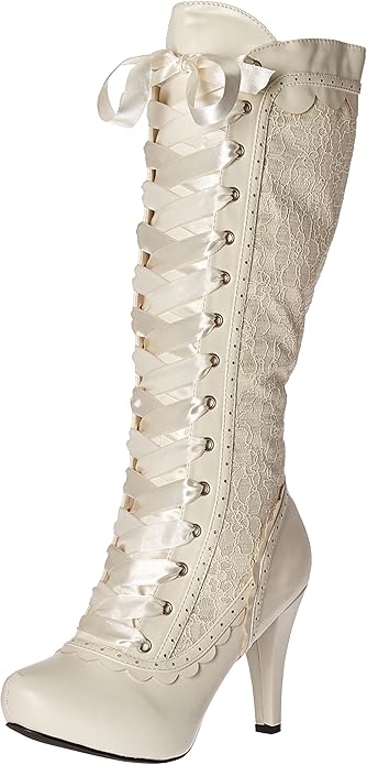 Mary-414 Victorian Lacey Faux Leather Boots