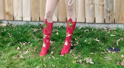 Hero-420 Glitter Star Printed Knee Boots