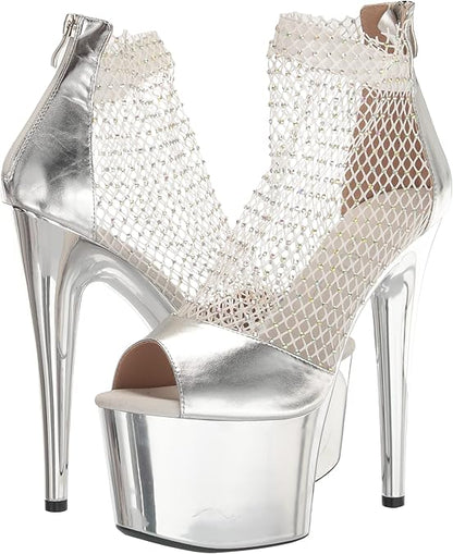 Adriana-709 Rhinestone Fishnet Ankle Booties