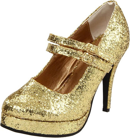 Jane-421-G Glitter Mary Jane Platform