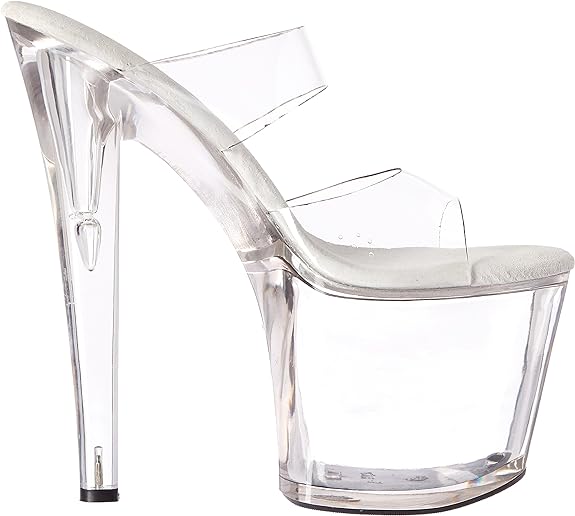 Coco-821 Clear 8" Heel Mule Sandals.