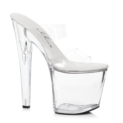 Coco-821 Clear 8" Heel Mule Sandals.