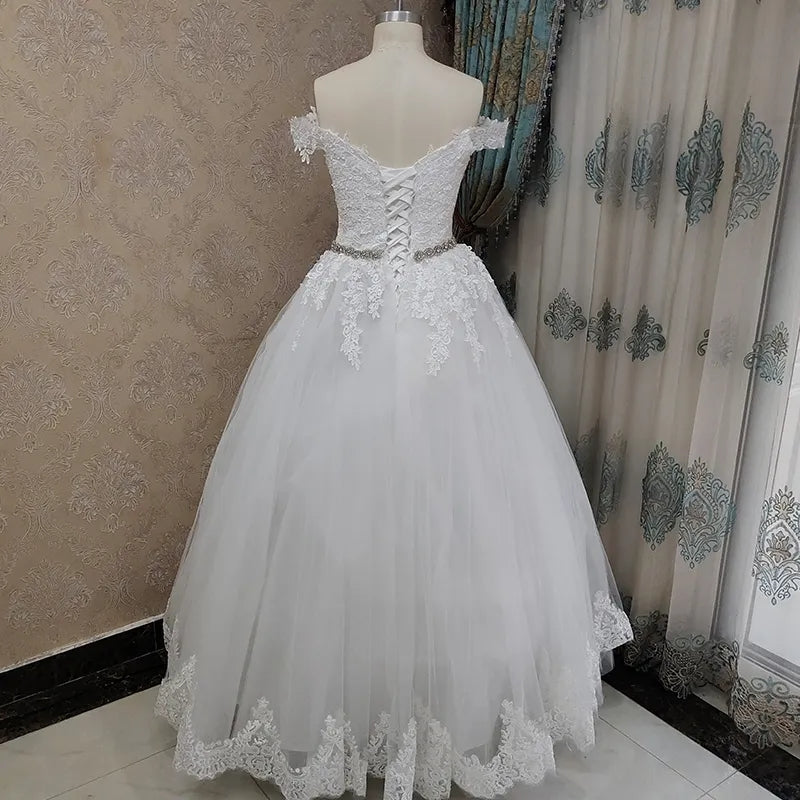 Bling Waist Floral Applique/Tulle Wedding Gown All Sizes/Colors