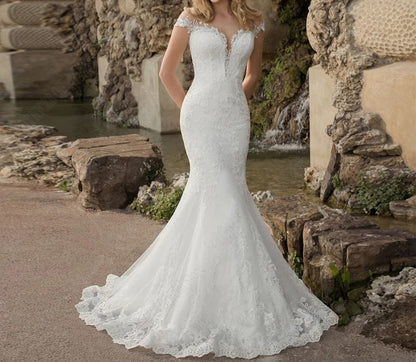 Lace Applique Trumpet Wedding Gown All Sizes/Colors