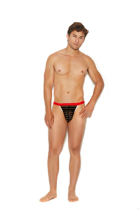 Striped Mesh Thong Underwear