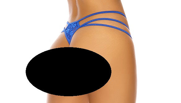 Jewel Accent Strappy Lace Thong Panty