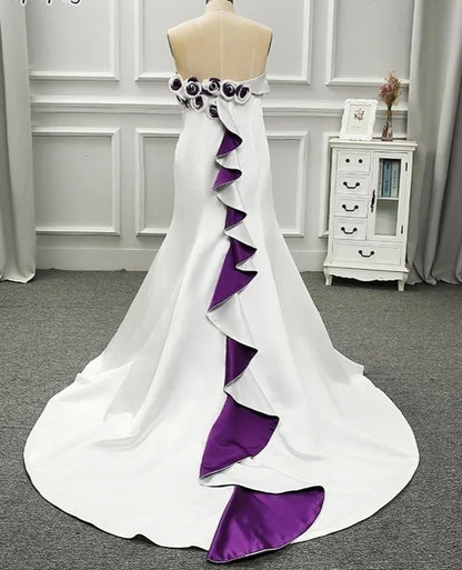 Floral Trim Satin Wedding Gown All Sizes/Colors