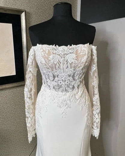 Elegant Lace/Satin Fit Flair Wedding Gown All Sizes/Colors