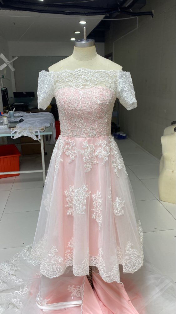 2 in 1 Tea Length Wedding Dress w/ Skirt