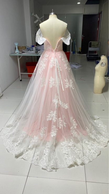 2 in 1 Tea Length Wedding Dress w/ Skirt