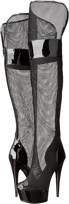 Ivy-609 Above Knee Fishnet/Patent Platform Boots