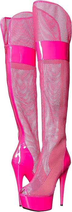 Ivy-609 Above Knee Fishnet/Patent Platform Boots