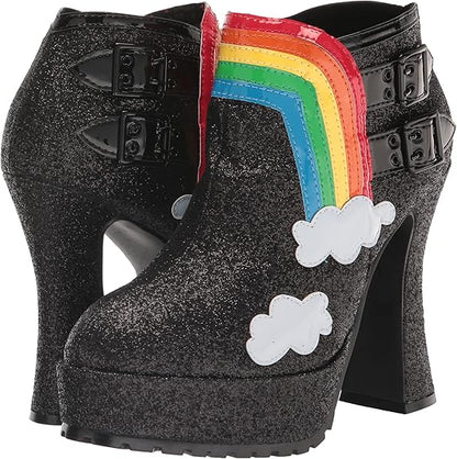 Cherub-557 Chunky Heel Glitter Rainbow Booties