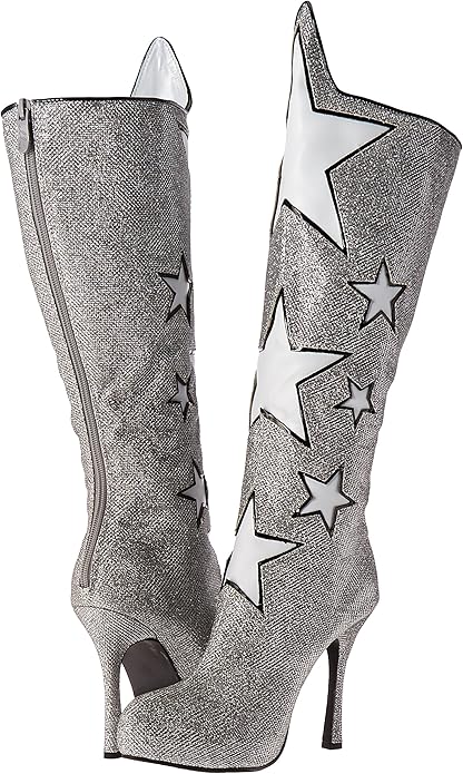 Hero-420 Glitter Star Printed Knee Boots