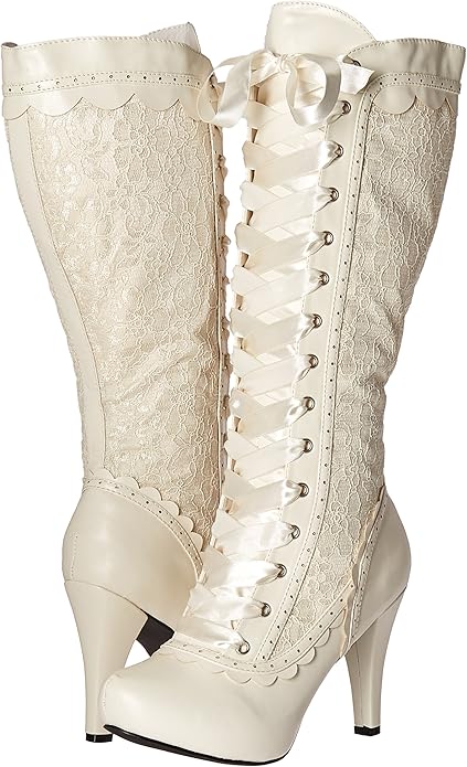 Mary-414 Victorian Lacey Faux Leather Boots