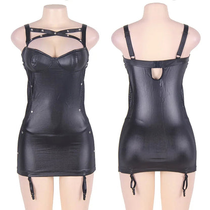 Seductress Faux Leather Garter Play Dress