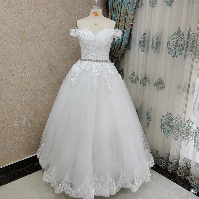 Bling Waist Floral Applique/Tulle Wedding Gown All Sizes/Colors