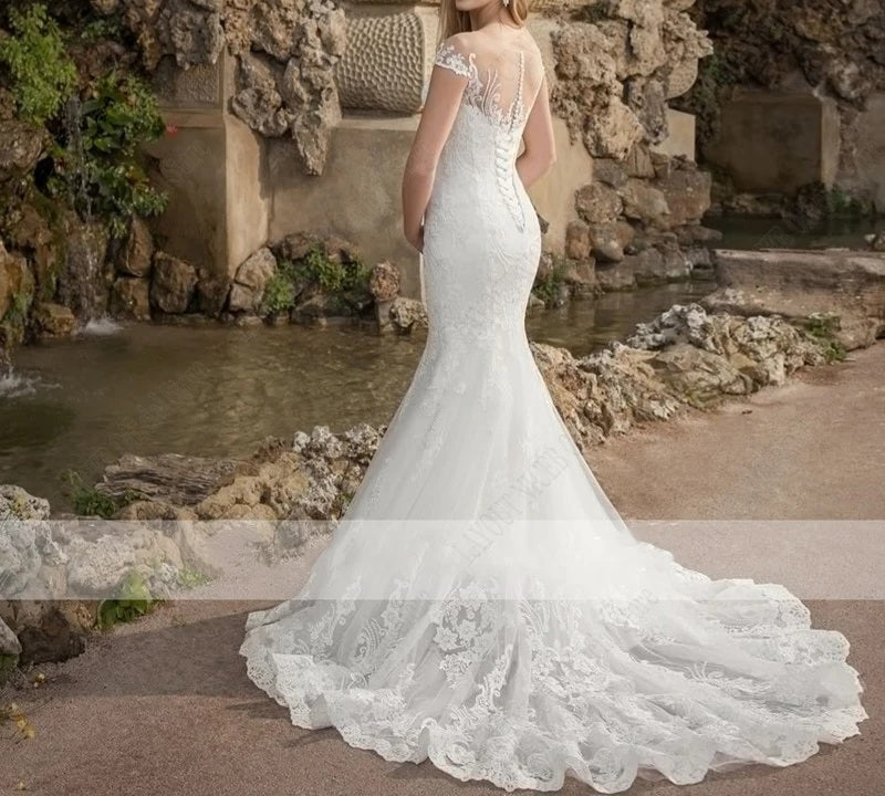 Lace Applique Trumpet Wedding Gown All Sizes/Colors