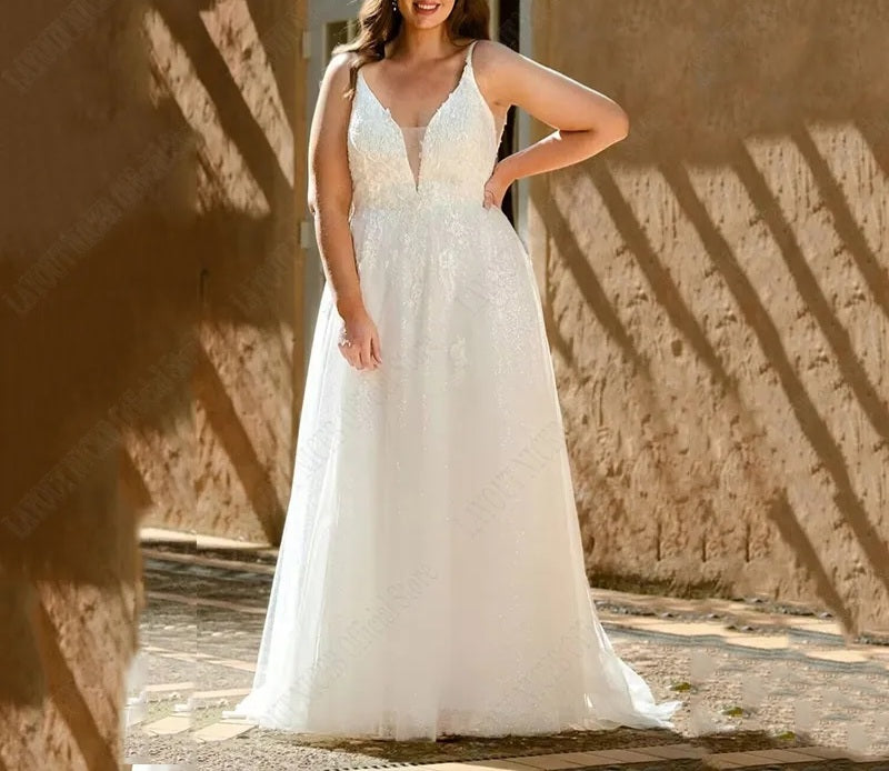 Floral Lace Applique/Tulle Sleeveless Wedding Gown All Sizes/Colors