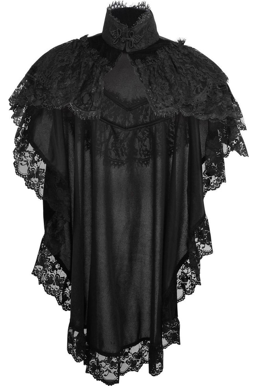 Tapered Velvet & Lace Capelet