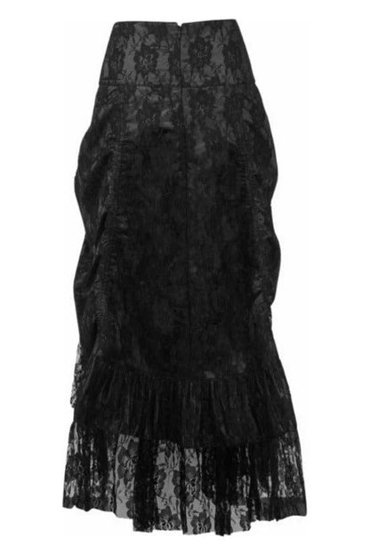 Lace Overlay Ruched Bustle Skirt