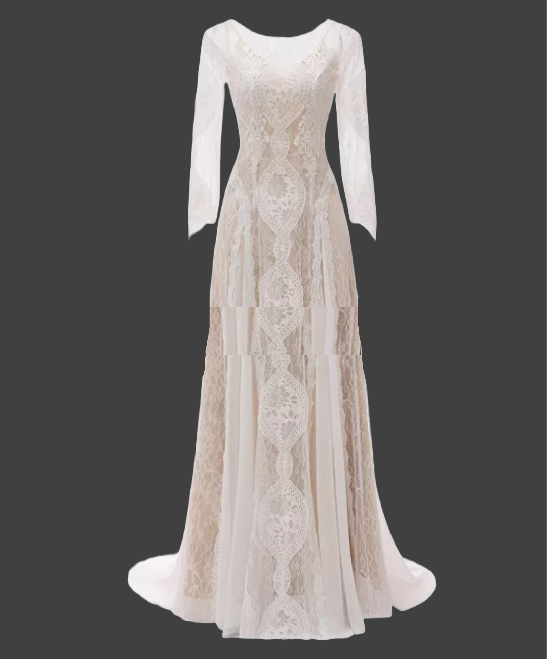 Custom Lace/Chiffon Boho Relaxed A Line Wedding Gown All Sizes/Colors