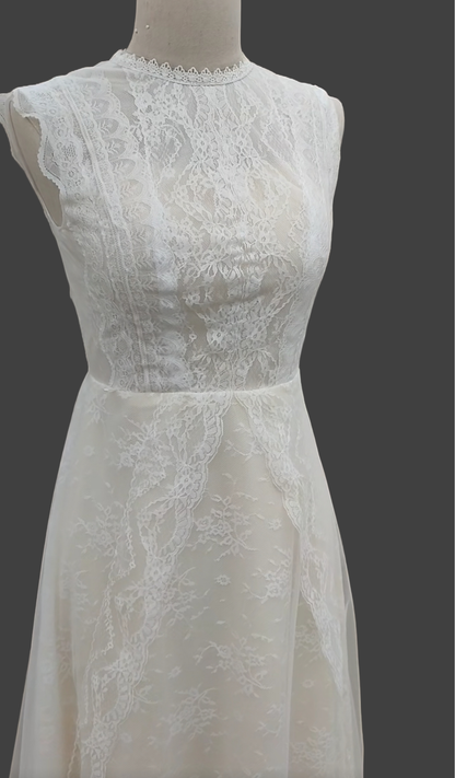 Custom Vintage Country Lace Sheath Wedding Gown All Sizes