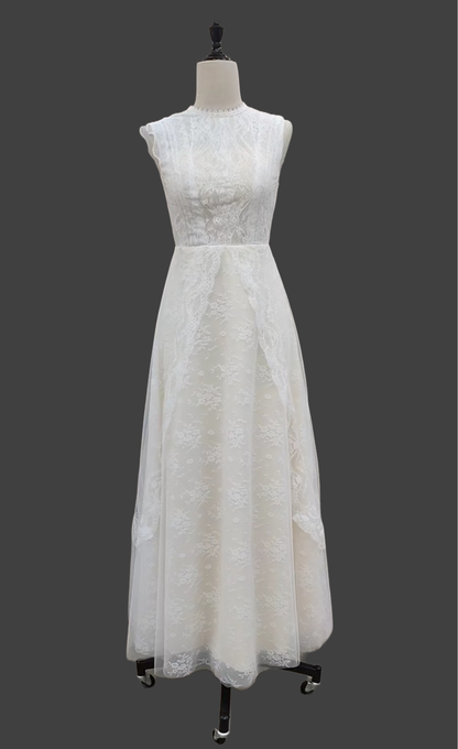 Custom Vintage Country Lace Sheath Wedding Gown All Sizes