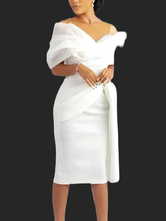 Bling Accent Satin/Chiffon Sheath Wedding Gown All Sizes/Colors