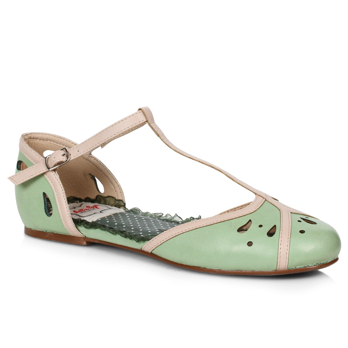 Bettie Page Katie Two Tone T Strap Flats