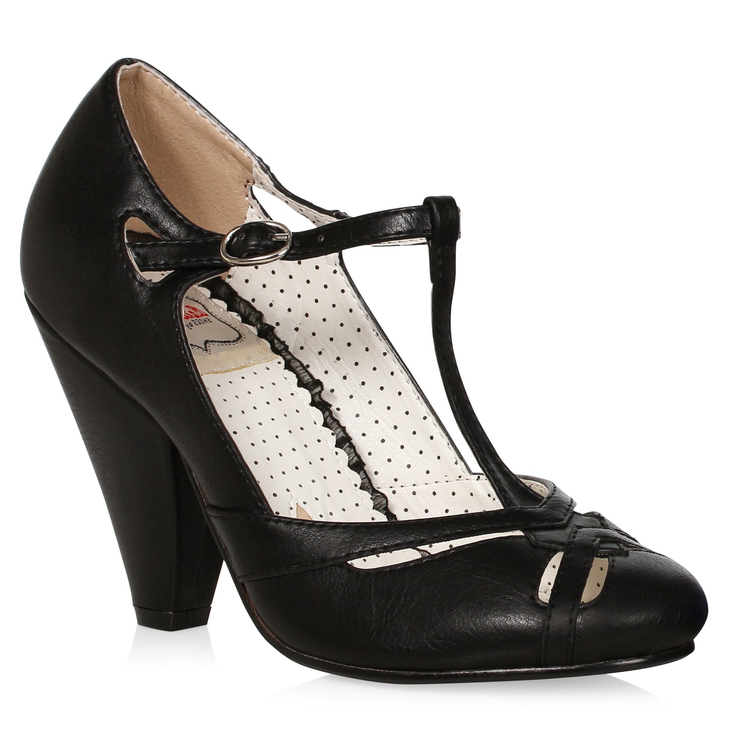 Bettie Page Harley Cone Heel T Strap Pumps