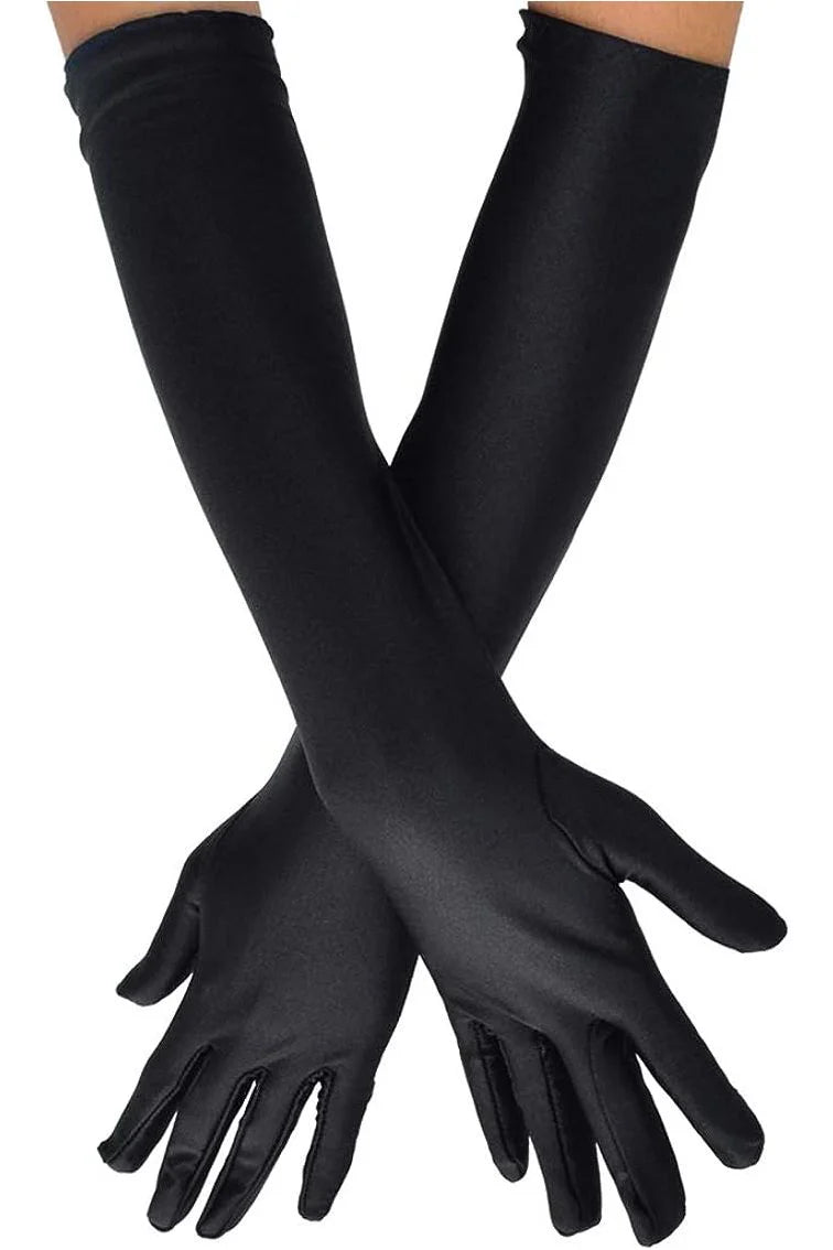 Black Satin Gloves