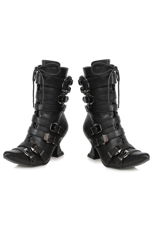 Rosita-301 Faux Leather Buckled Ankle Boots