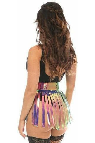 Rainbow Gold Holo Fringe Skirt S-XL