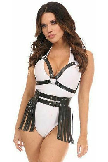 Matte Faux Leather Bra Harness