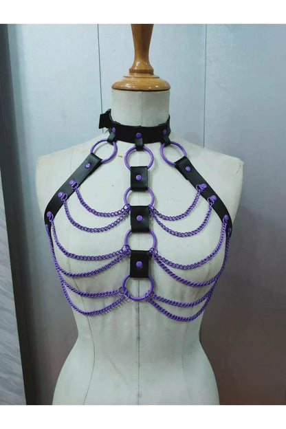 Candy Vegan Leather Chain Harness