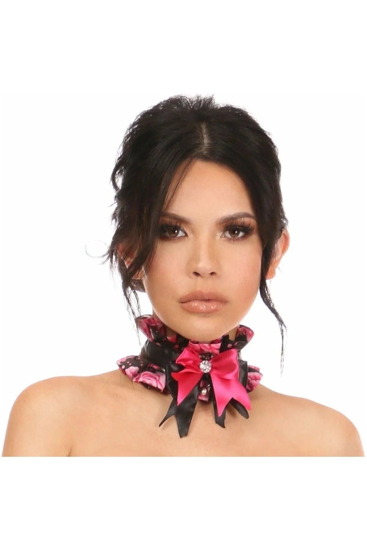 Kitten Pink Floral Satin Choker