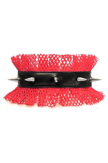 Kitten Spiked Fishnet Collar