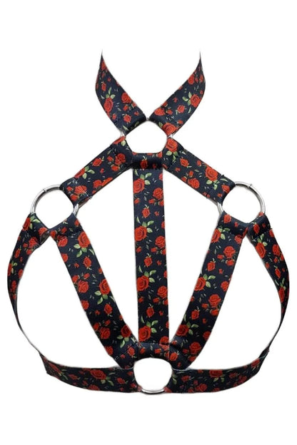 Red Rose Stretchy Body Harness