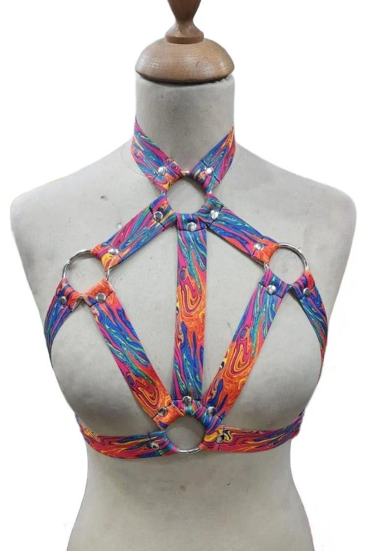 Tie Dye Printed Stretchy Body Harness