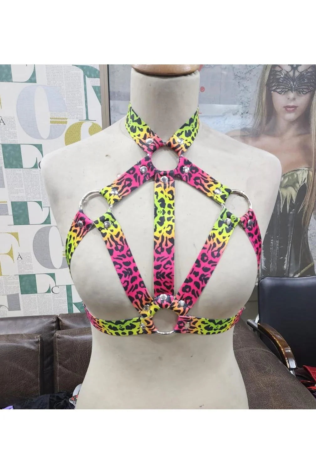 Leopard Print Stretchy Body Harness