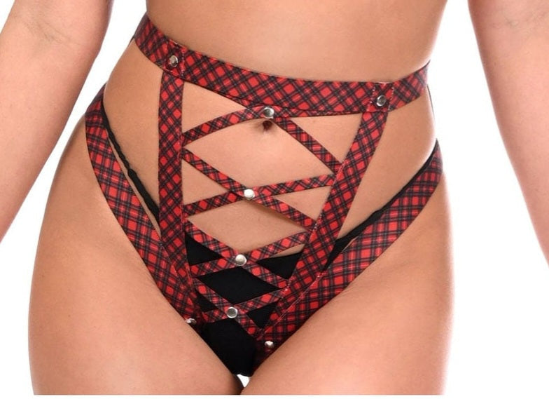 Queen Size Harness Crotchless Panty