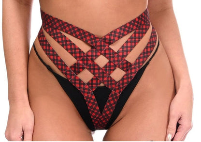 Queen Size Plaid Elastic Harness Panty