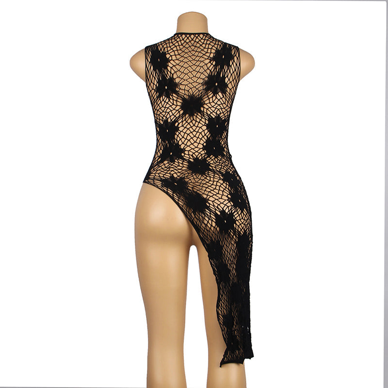 Floral Fishnet Body Stocking Dress