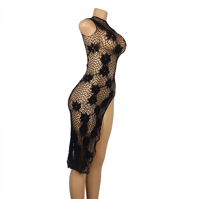 Queen Floral Fishnet Body Stocking Dress