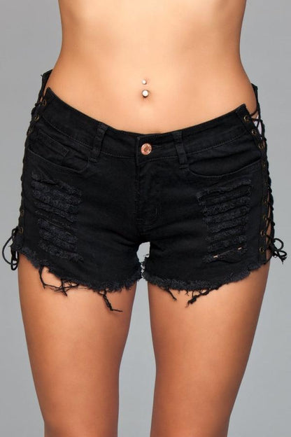 Looped In Distressed Denim Shorts