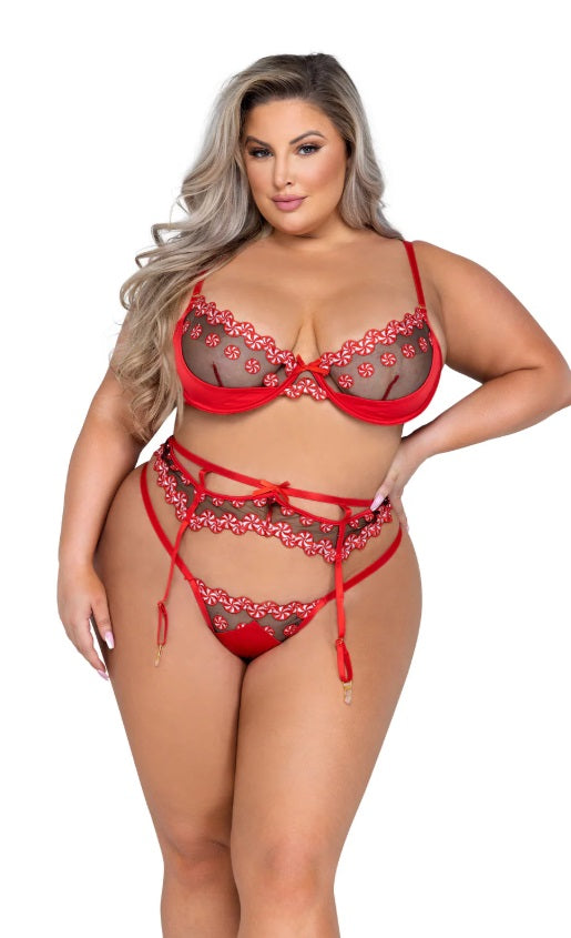 Queen Sweet & Sticky Bra Garterbelt Set