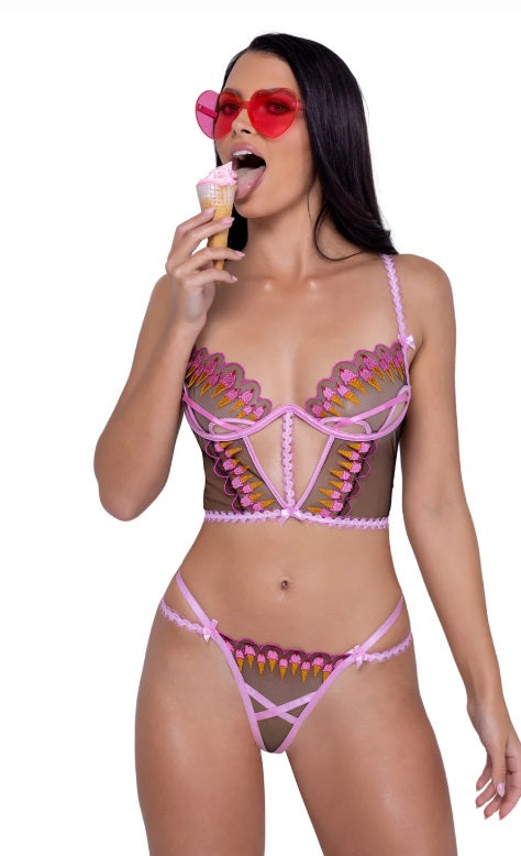 Strawberry Sherbet Peek-A-Boo Bustier Set