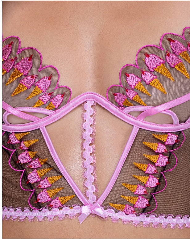 Strawberry Sherbet Peek-A-Boo Bustier Set